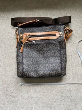 Gianni Bernini Women’s Brown Crossbody Bag with Tan Trim